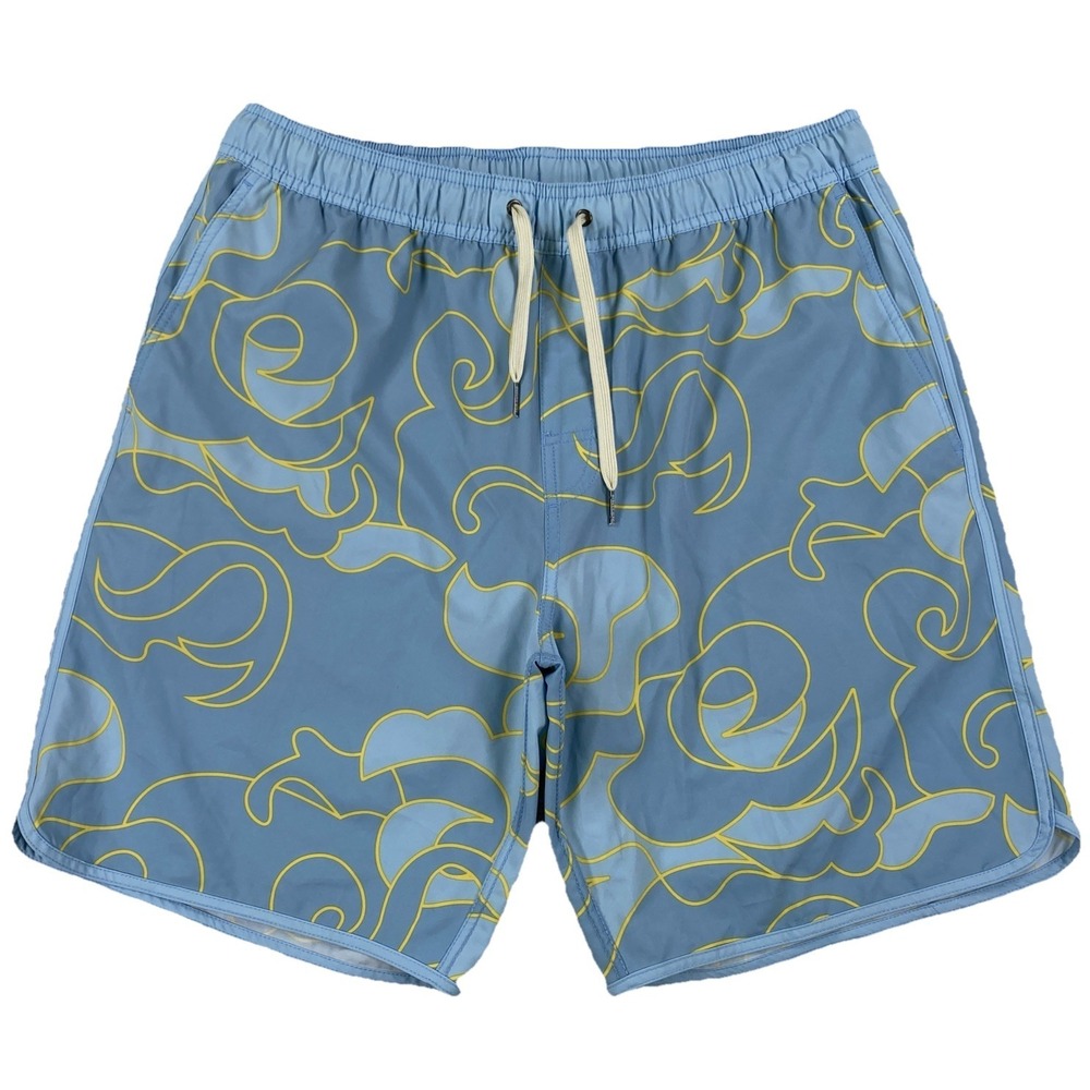 Fair Harbor Swim Trunks Men's Large Blue Yellow Brief Lined